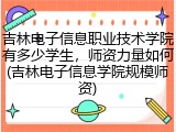 吉林电子信息职业技术学院有多少学生，师资力量如何(吉林电子信息学院规模师资)