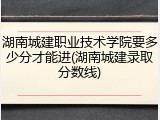 湖南城建职业技术学院要多少分才能进(湖南城建录取分数线)