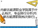 内蒙古能源职业学院属于什么档次，专业排行分析(内蒙古能源职院档次排行)