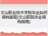 文山职业技术学院毕业如何调档案呢(文山职院毕业调档指南)