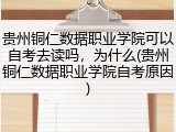 贵州铜仁数据职业学院可以自考去读吗，为什么(贵州铜仁数据职业学院自考原因)