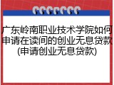 广东岭南职业技术学院如何申请在读间的创业无息贷款(申请创业无息贷款)