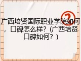 广西培贤国际职业学院如何，口碑怎么样？(广西培贤口碑如何？)