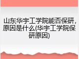 山东华宇工学院能否保研，原因是什么(华宇工学院保研原因)