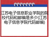江苏电子信息职业学院的院校代码和邮编是多少(江苏电子信息学院代码邮编)