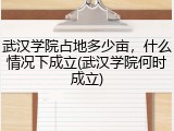 武汉学院占地多少亩，什么情况下成立(武汉学院何时成立)