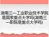 湖南三一工业职业技术学院是国家重点大学吗(湖南三一职院是重点大学吗)
