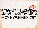 湖南吉利汽车职业技术学院毕业后一般能干什么呢(湖南吉利汽车职院就业方向)