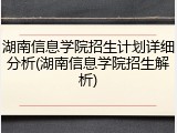 湖南信息学院招生计划详细分析(湖南信息学院招生解析)