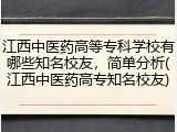 江西中医药高等专科学校有哪些知名校友，简单分析(江西中医药高专知名校友)