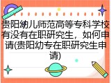 贵阳幼儿师范高等专科学校有没有在职研究生，如何申请(贵阳幼专在职研究生申请)