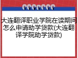 大连翻译职业学院在读期间怎么申请助学贷款(大连翻译学院助学贷款)