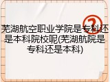 芜湖航空职业学院是专科还是本科院校呢(芜湖航院是专科还是本科)
