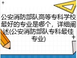 公安消防部队高等专科学校最好的专业是哪个，详细阐述(公安消防部队专科最佳专业)