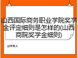 山西国际商务职业学院奖学金评定细则是怎样的(山西商院奖学金细则)
