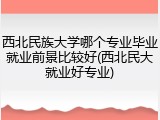 西北民族大学哪个专业毕业就业前景比较好(西北民大就业好专业)