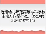 沧州幼儿师范高等专科学校主攻方向是什么，怎么样(沧州幼专特色)