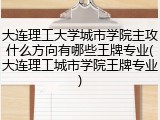 大连理工大学城市学院主攻什么方向有哪些王牌专业(大连理工城市学院王牌专业)