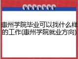 惠州学院毕业可以找什么样的工作(惠州学院就业方向)