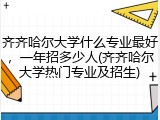 齐齐哈尔大学什么专业最好，一年招多少人(齐齐哈尔大学热门专业及招生)