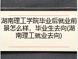 湖南理工学院毕业后就业前景怎么样，毕业生去向(湖南理工就业去向)