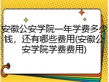 安徽公安学院一年学费多少钱，还有哪些费用(安徽公安学院学费费用)