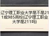 辽宁理工职业大学是不是211或985高校(辽宁理工职业大学是211吗)