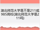 湖北师范大学是不是211或985高校(湖北师范大学是211吗)