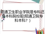 昭通卫生职业学院是专科还是本科院校呢(昭通卫院专科本科？)