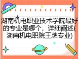 湖南机电职业技术学院最好的专业是哪个，详细阐述(湖南机电职院王牌专业)