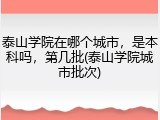 泰山学院在哪个城市，是本科吗，第几批(泰山学院城市批次)