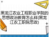黑龙江农业工程职业学院的思想政治教育怎么样(黑龙江农工职院思政)
