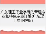 广东理工职业学院的普通专业和特色专业详解(广东理工专业解析)