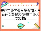 天津工业职业学院办理入学有什么攻略没(天津工业入学攻略)