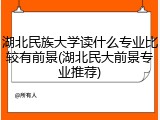 湖北民族大学读什么专业比较有前景(湖北民大前景专业推荐)