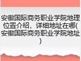 安徽国际商务职业学院地理位置介绍，详细地址在哪(安徽国际商务职业学院地址)