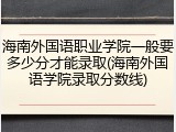 海南外国语职业学院一般要多少分才能录取(海南外国语学院录取分数线)