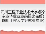 四川工程职业技术大学哪个专业毕业就业前景比较好(四川工程大学好就业专业)