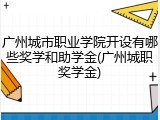 广州城市职业学院开设有哪些奖学和助学金(广州城职奖学金)