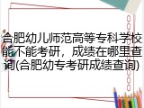 合肥幼儿师范高等专科学校能不能考研，成绩在哪里查询(合肥幼专考研成绩查询)