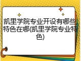 凯里学院专业开设有哪些,特色在哪(凯里学院专业特色)