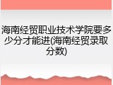 海南经贸职业技术学院要多少分才能进(海南经贸录取分数)