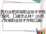 民办合肥滨湖职业技术学院如何，口碑怎么样？(合肥滨湖职业技术学院口碑)