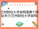 兰州财经大学官网是哪个网址多少(兰州财经大学官网)