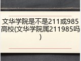 文华学院是不是211或985高校(文华学院属211985吗)