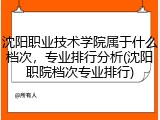沈阳职业技术学院属于什么档次，专业排行分析(沈阳职院档次专业排行)