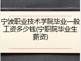宁波职业技术学院毕业一般工资多少钱(宁职院毕业生薪资)