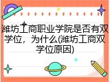 潍坊工商职业学院是否有双学位，为什么(潍坊工商双学位原因)