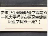 安徽卫生健康职业学院是双一流大学吗?(安徽卫生健康职业学院双一流？)