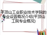 平顶山工业职业技术学院的专业设置概况介绍(平顶山工院专业概况)